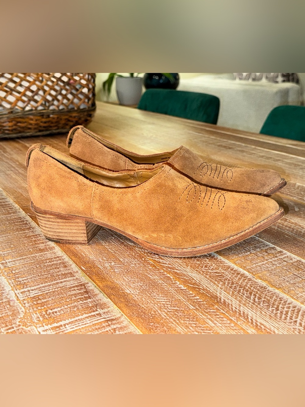 🤎 Zadig & Voltaire Suede Western Pointed-Toe Booties Sz 8.5 tan mule